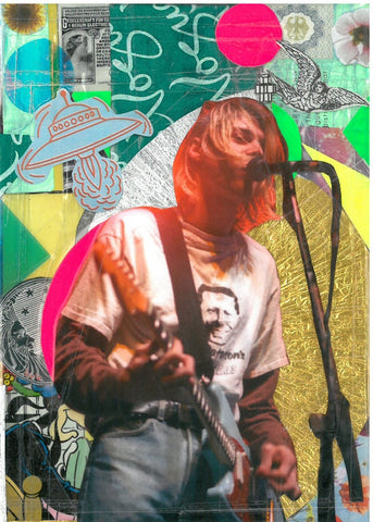André Boitard Kurt Cobain Collage Artwork Original A6 Black Power