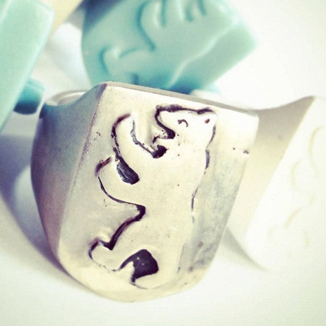 A Mad Monk Style Berliner Bär Berlin Bear Massive Silver Ring Handmade