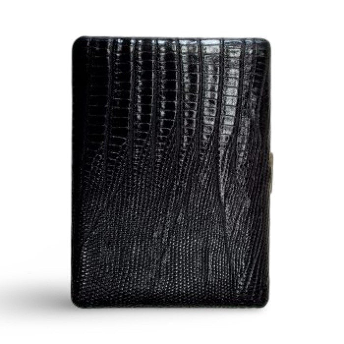 Pearl-Japan-Zigarettenetui-Leder-Lizard-Luxus-Rauchen-Black