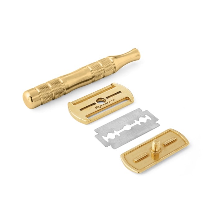 RAZORINE FLATBOY Pure Brass Safety Razor Barbershop DE Messing Italy ...