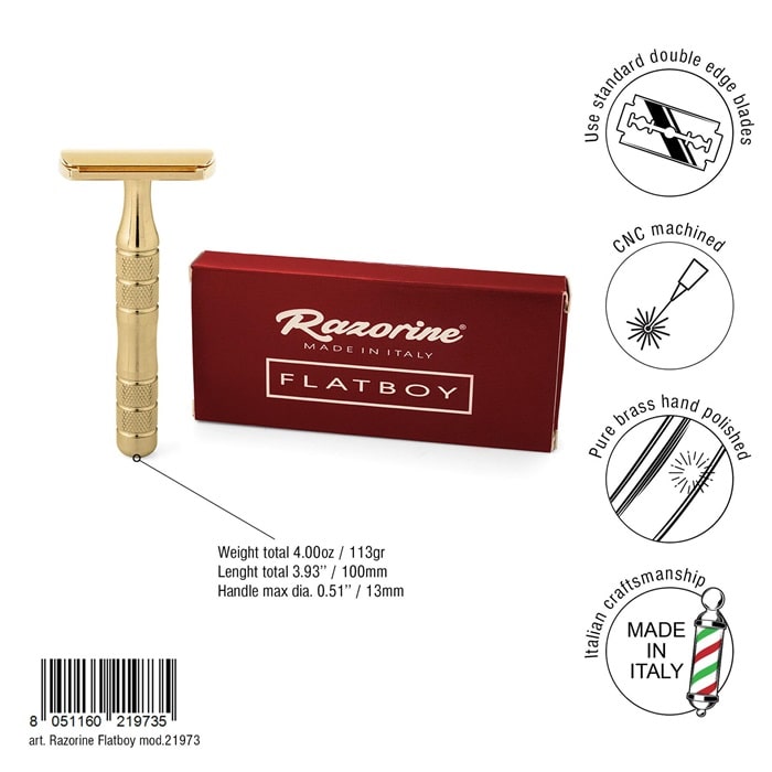 Razorine_Flatboy_Brass_73_Rasierhobel_Razor_Italy