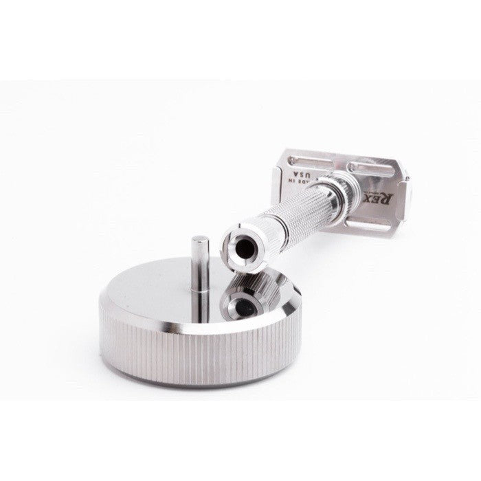 Rex_Supply_Co_103R_Rhodium_Razor_Stand_Stander_Rasierhobel_Edelstahl_USA