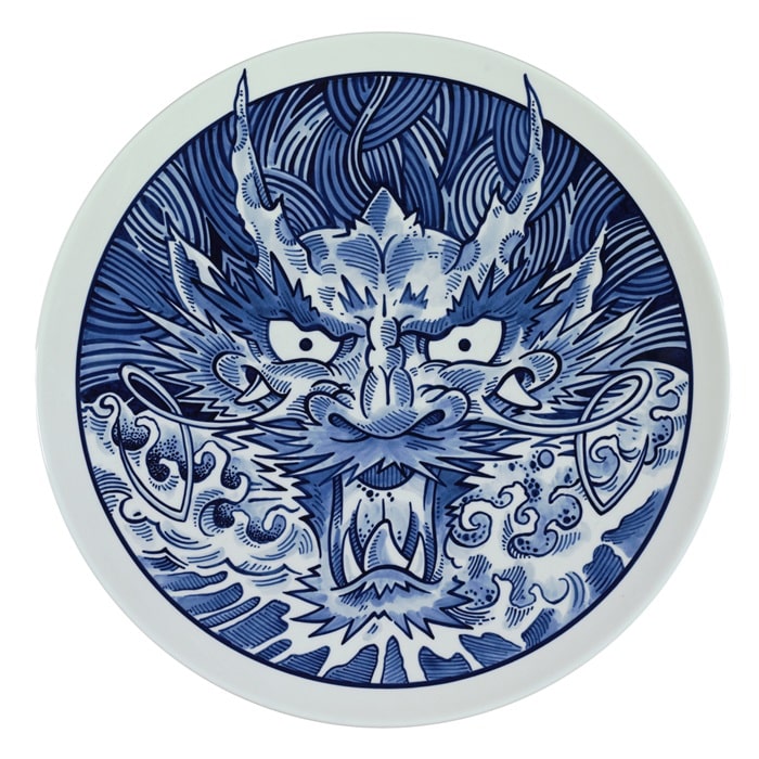 Schiffmacher_Royal_Blue_Tattoo_Plate_Water_Dragon_Royal_Delft