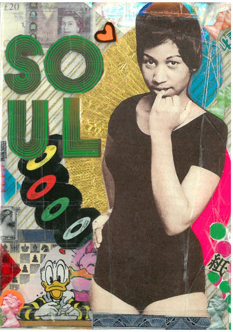 André Boitard Aretha Franklin Collage Artwork Original A6 Black Power