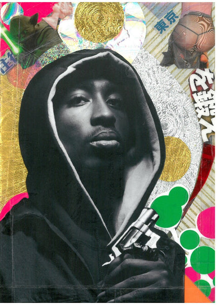 Andre Boitard Tupac Shakur Collage Artwork Original A6 Hip Hop