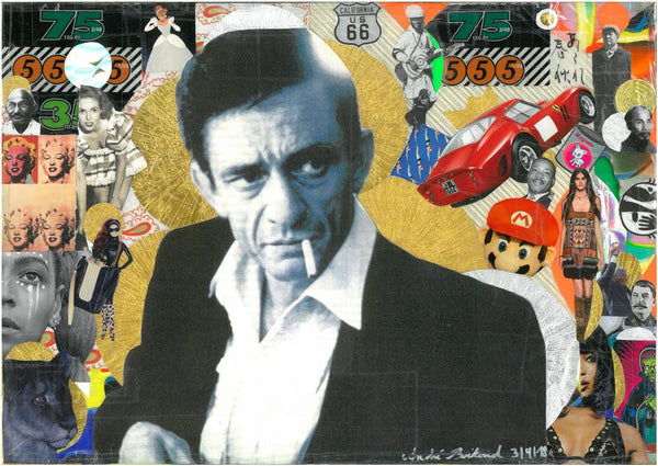 André Boitard Johnny Cash Collage Artwork Original popart
