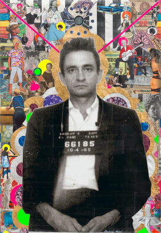 André Boitard Johnny Cash Collage Artwork Original