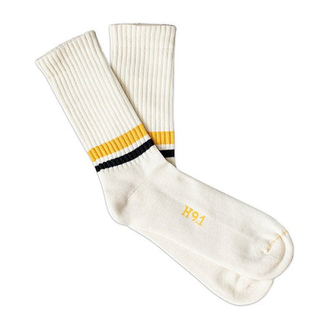 Heritage_91_Amarcord_Strümpfe_Socks_Natural_Black_Yellow_Stripes_Made_in_Italy