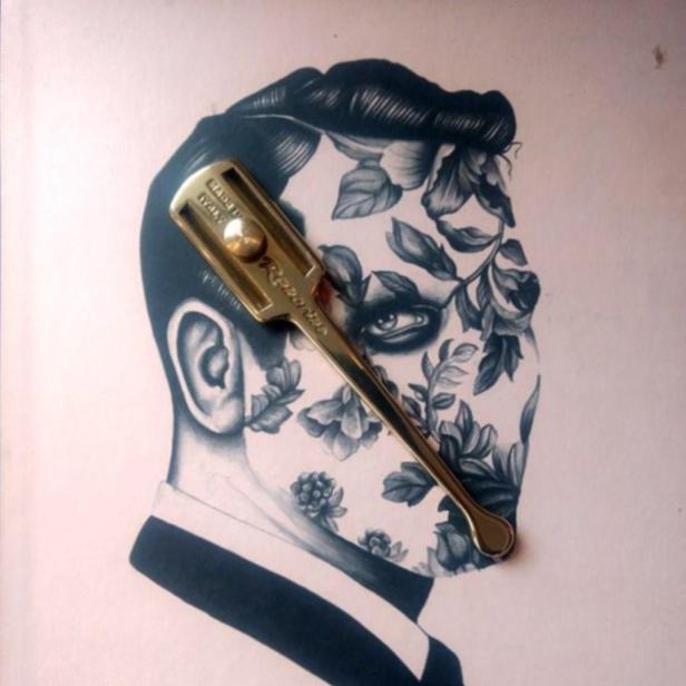 Razorine Shavette Gold Messing DE Klinge Italy