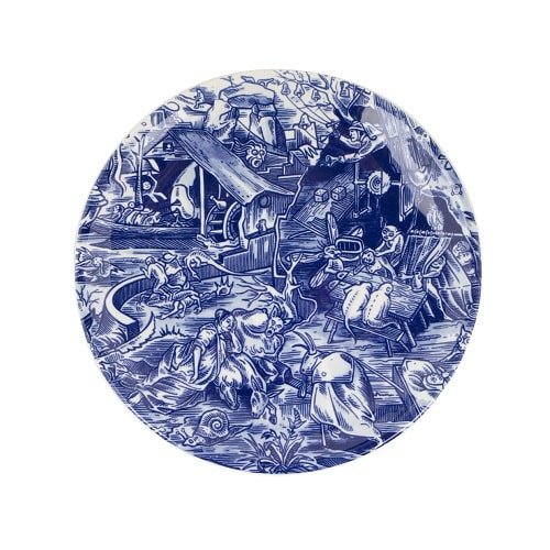 Royal_Delft_Henk_Schiffmacher_Teller_Tribute_to_Jeroern_Bosch_Royal_Blue_Tattoo_Porcelain