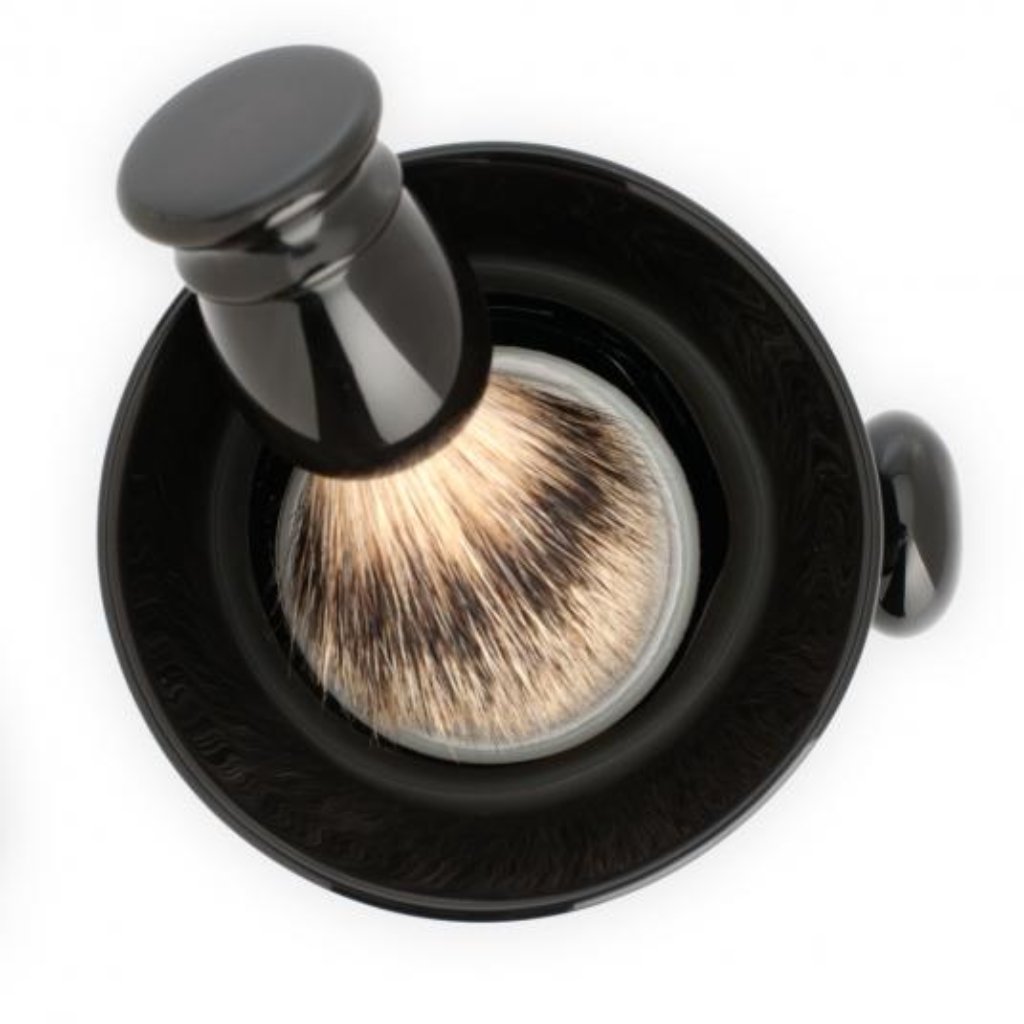 Rasiertiegel von MÜHLE, Porzellan schwarz optimal aufschäumen porcelain lathering bowl